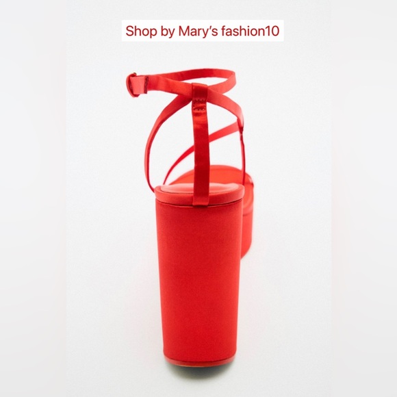 NWT ZARA CHUNKY SATIN STRAP WEDGE SANDALS blogger favorite - Picture 8 of 10